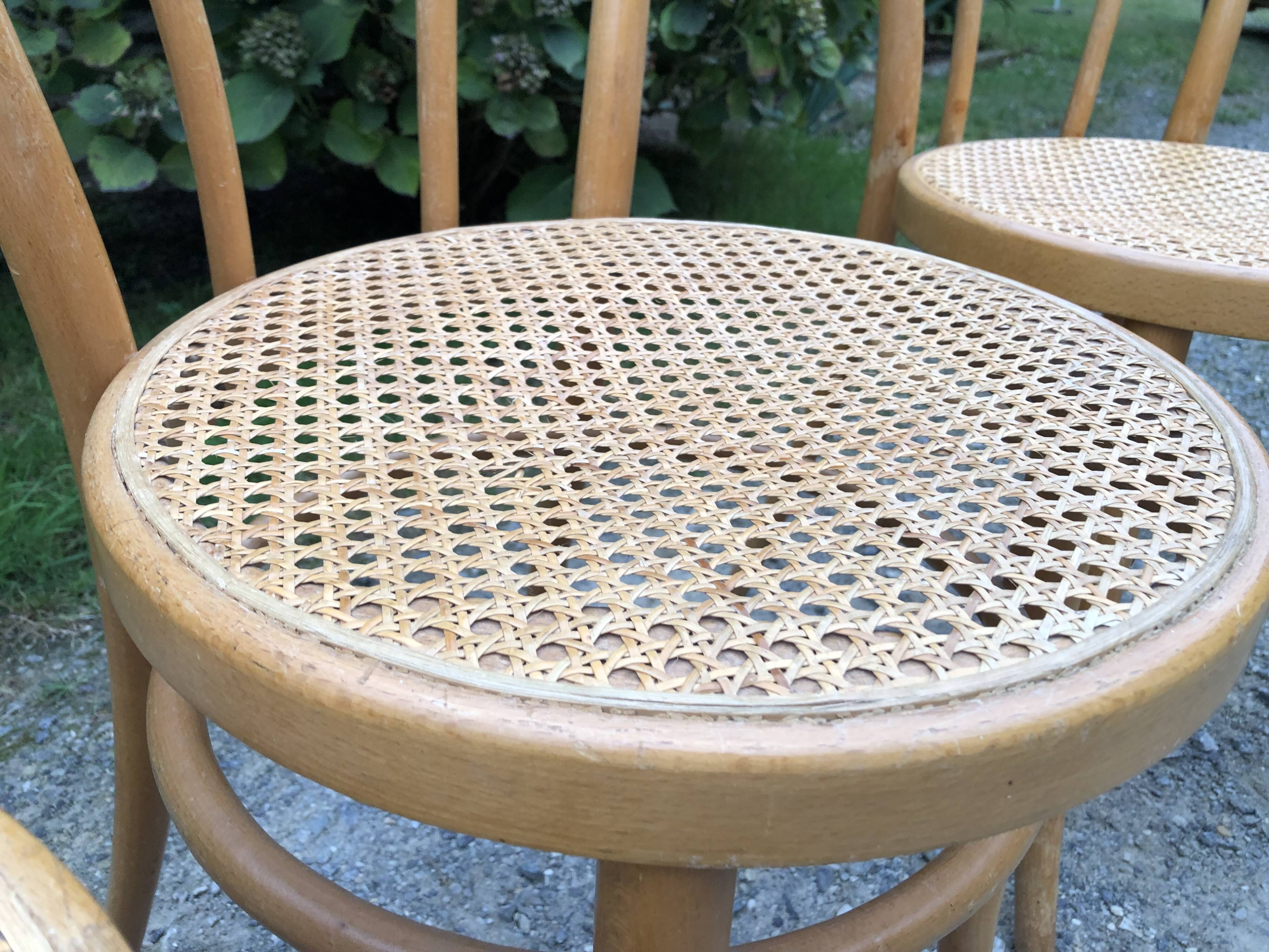 4 chaises bistrot vintage cannées