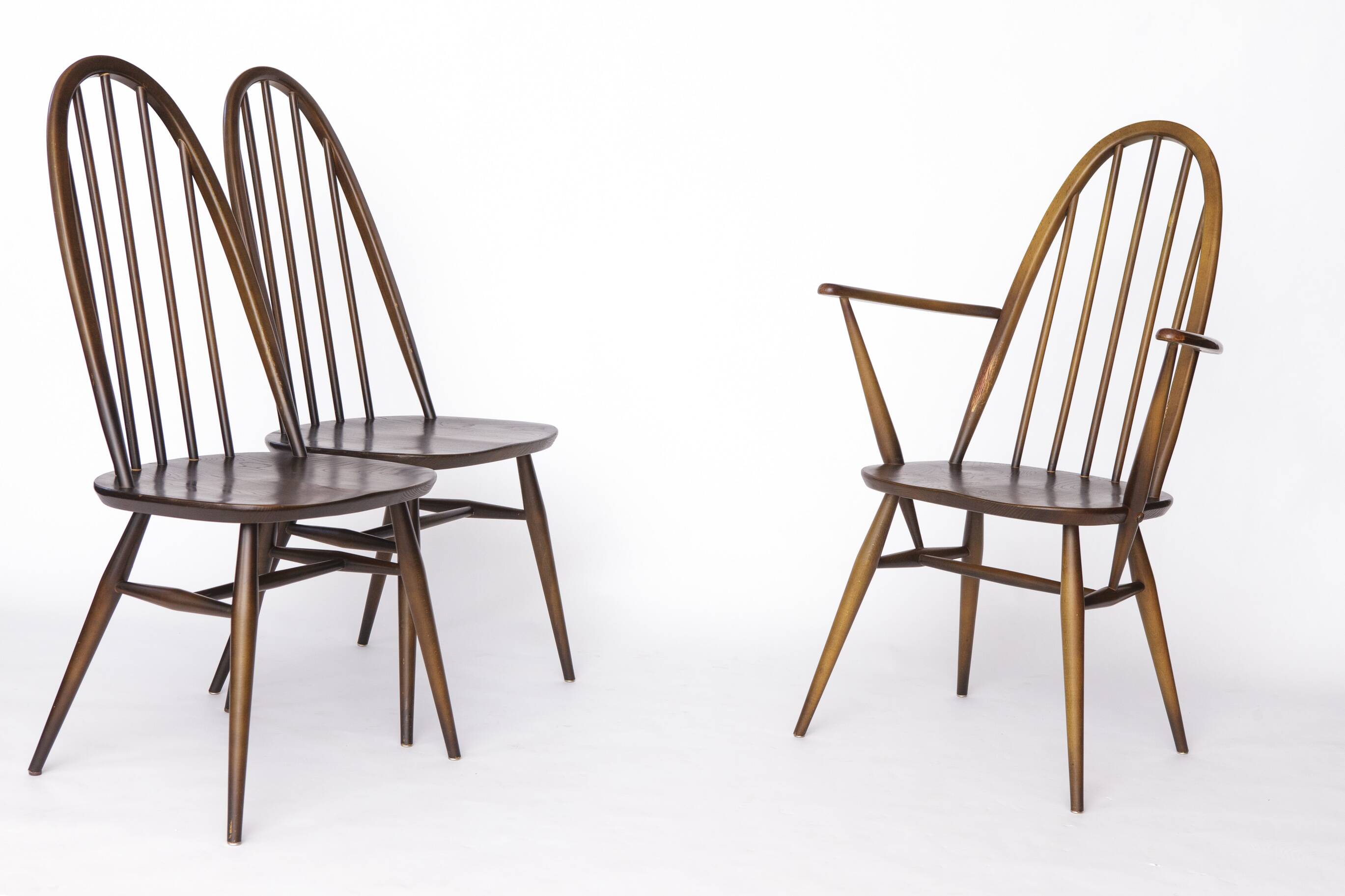 Set of 6 Ercol Quaker Windsor Dining Chairs | 1960s British Mid-Century Mod