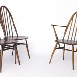 Set of 6 Ercol Quaker Windsor Dining Chairs | 1960s British Mid-Century Mod