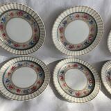 Dessert service 10 plates and a Bernardaud Limoges porcelain cake dish