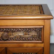 Tables de Chevet Vintage en Rotin avec Tiroir, Set de 2