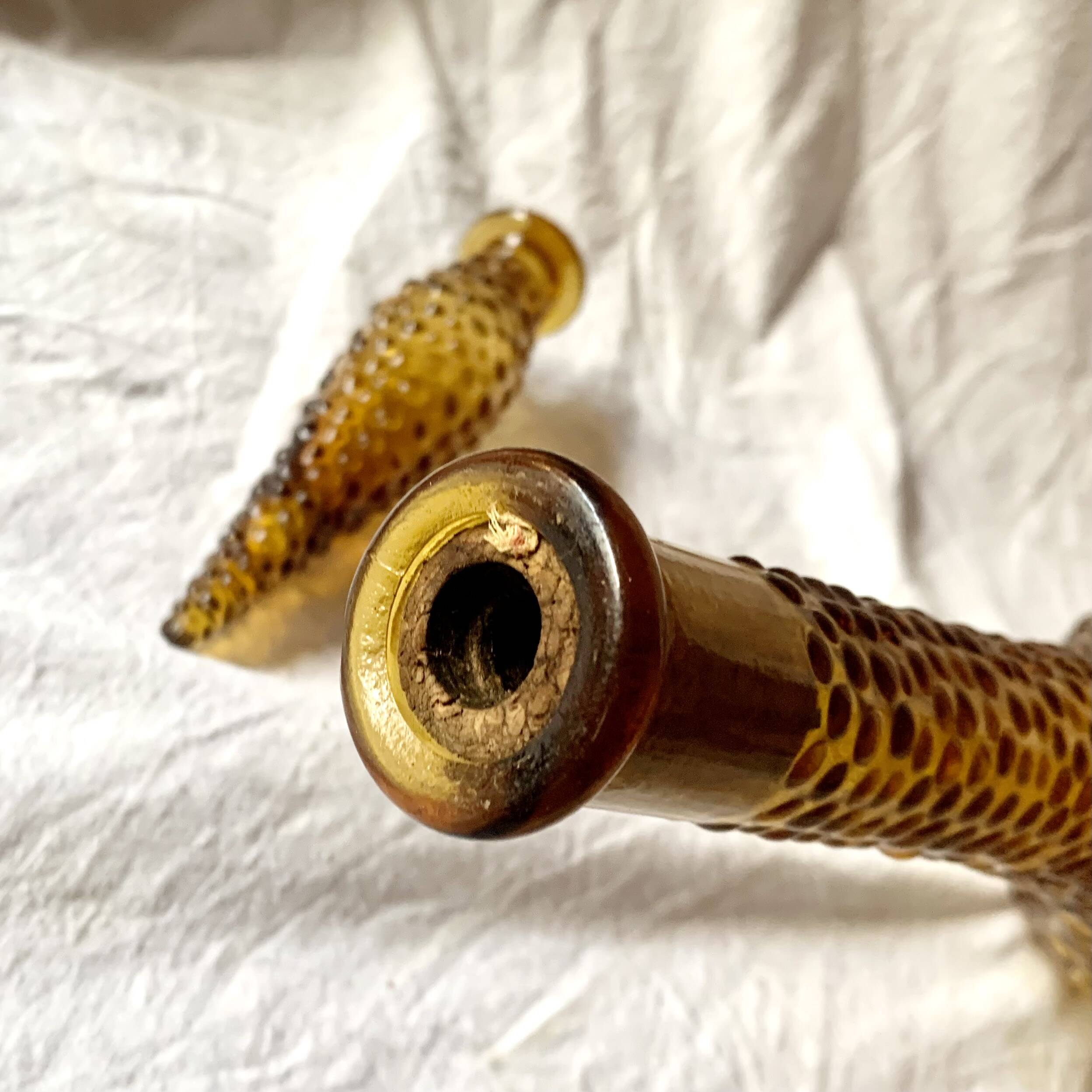 Amber yellow Empoli glass bottle