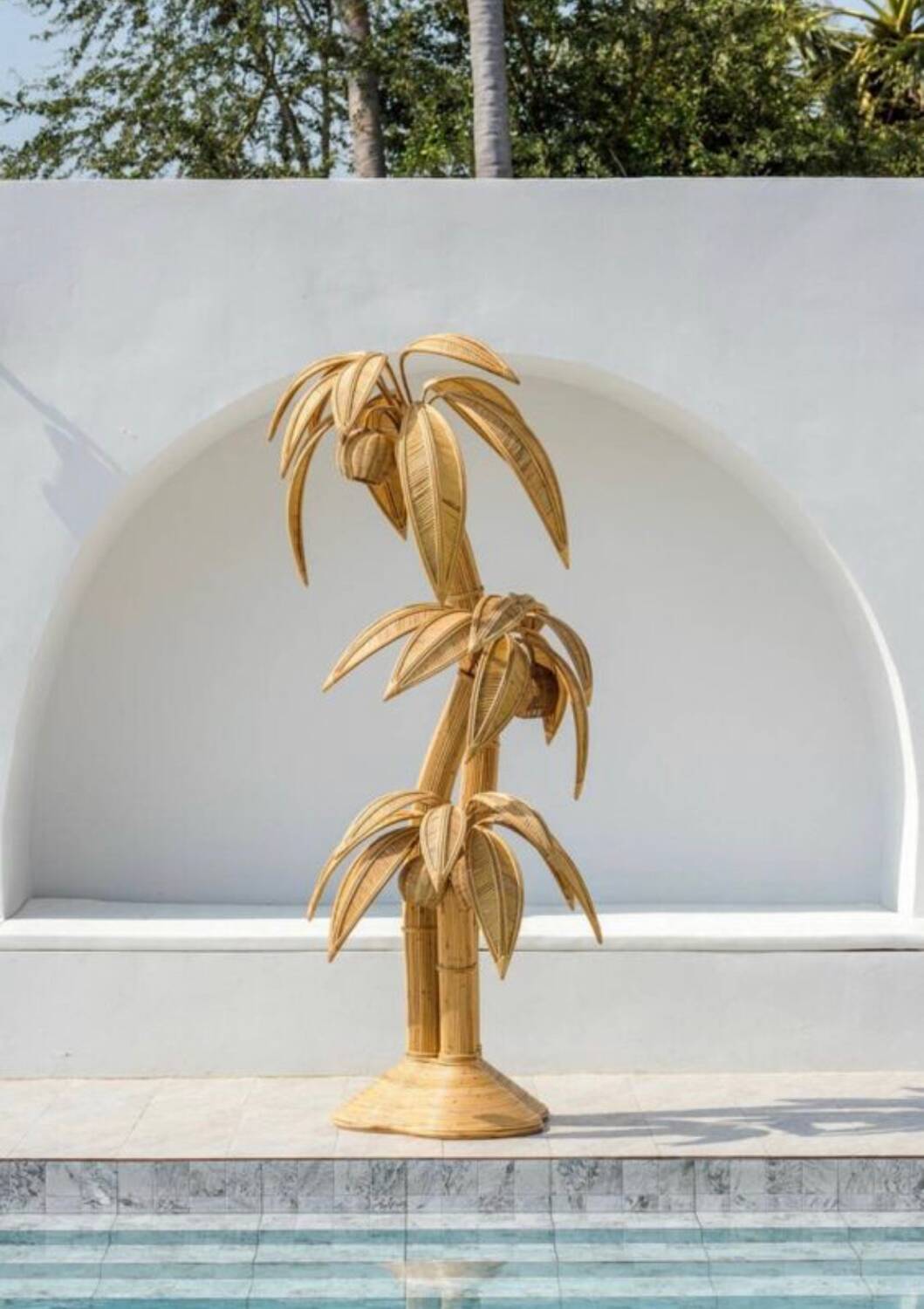 Large rattan “coconut/palm tree” floor lamp
