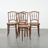 Set of 4 vintage bistro chairs Jacob & Josef Kohn Wien with a wicker seat