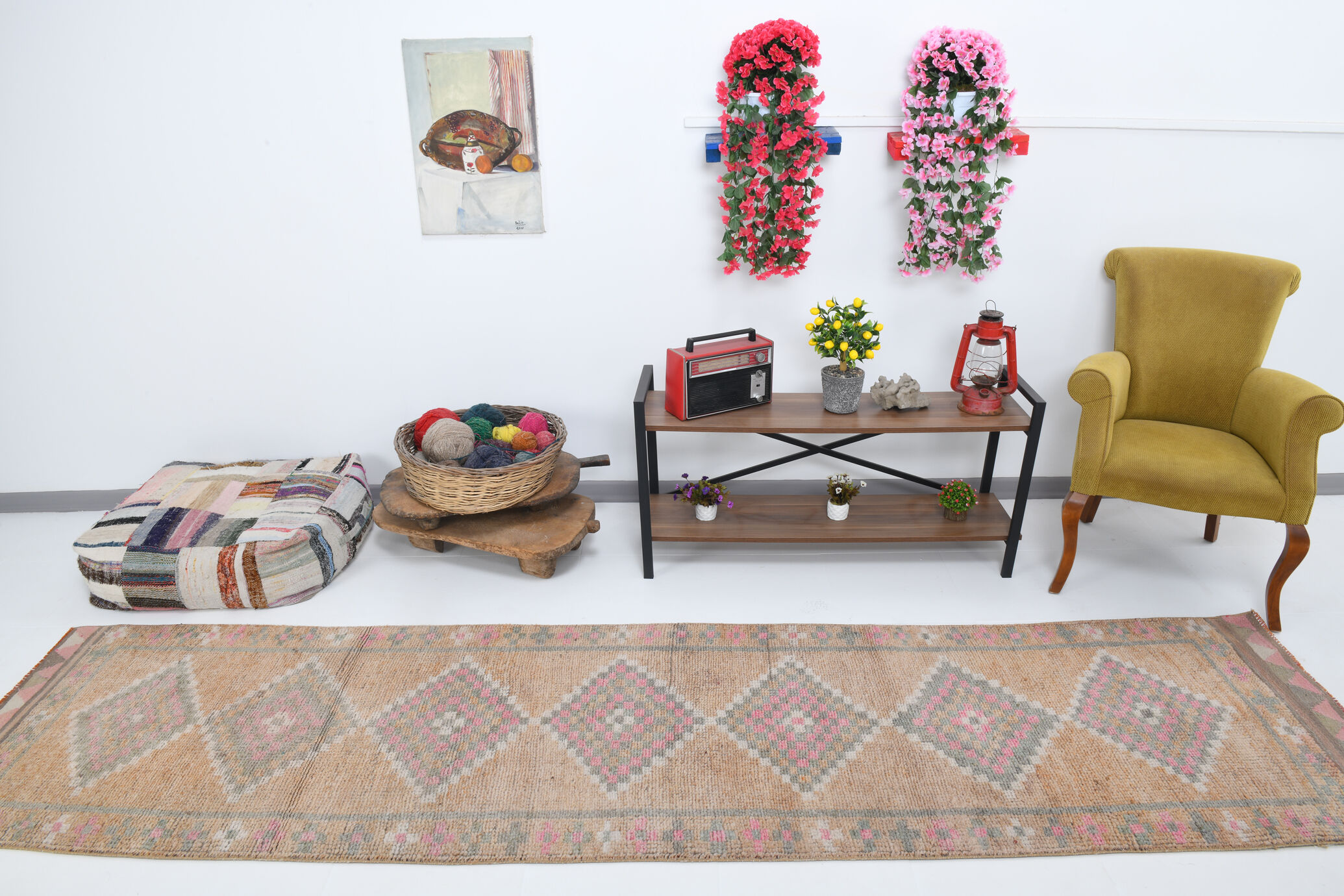 3x12 vintage oriental runner rug, 86x351cm