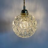 Walking lamp with vintage molded glass globe