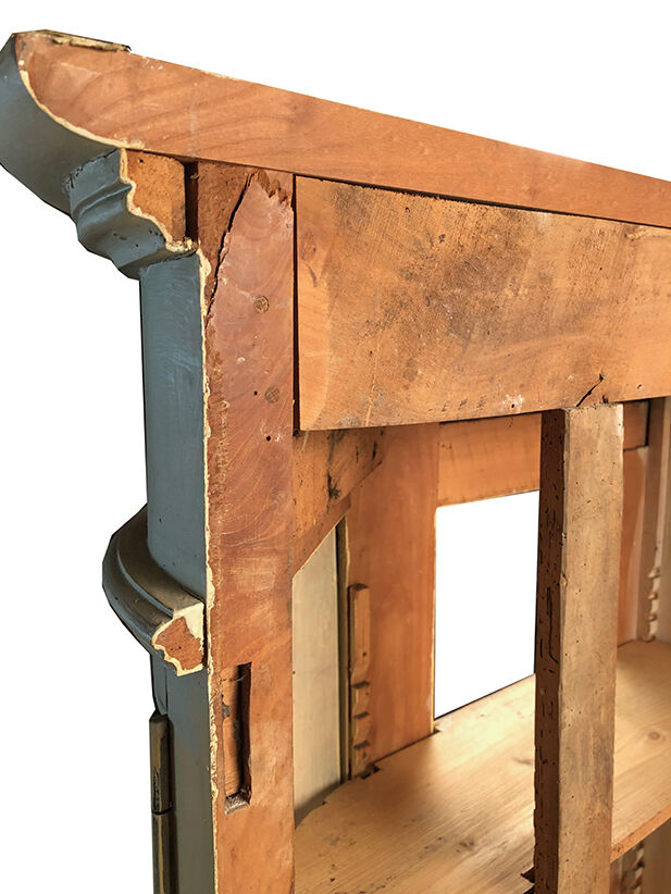 Old pharmacy furniture in grey lacquered oak, NINETEENTH