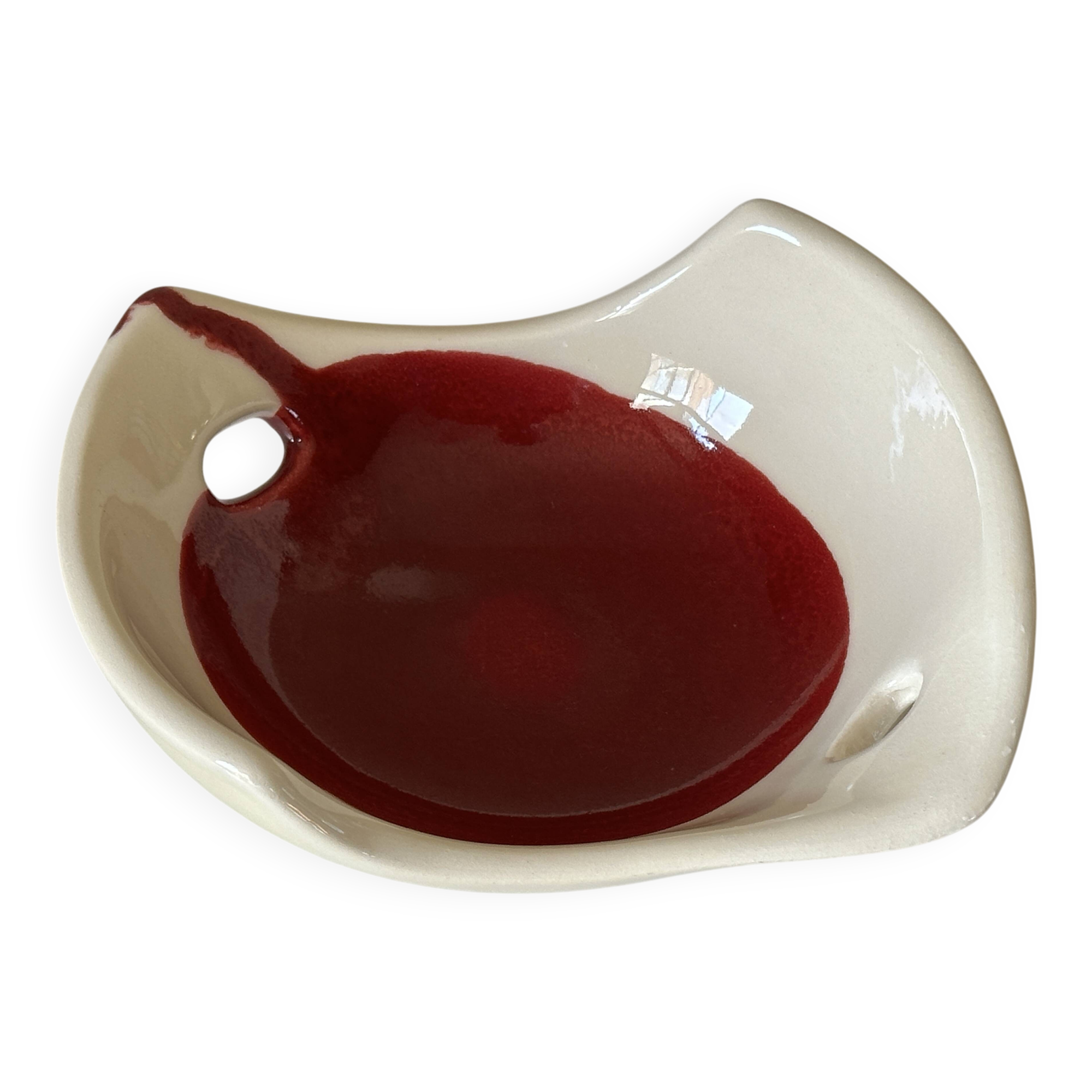 Ceramic empty pocket bowl signed Lude France 1960s