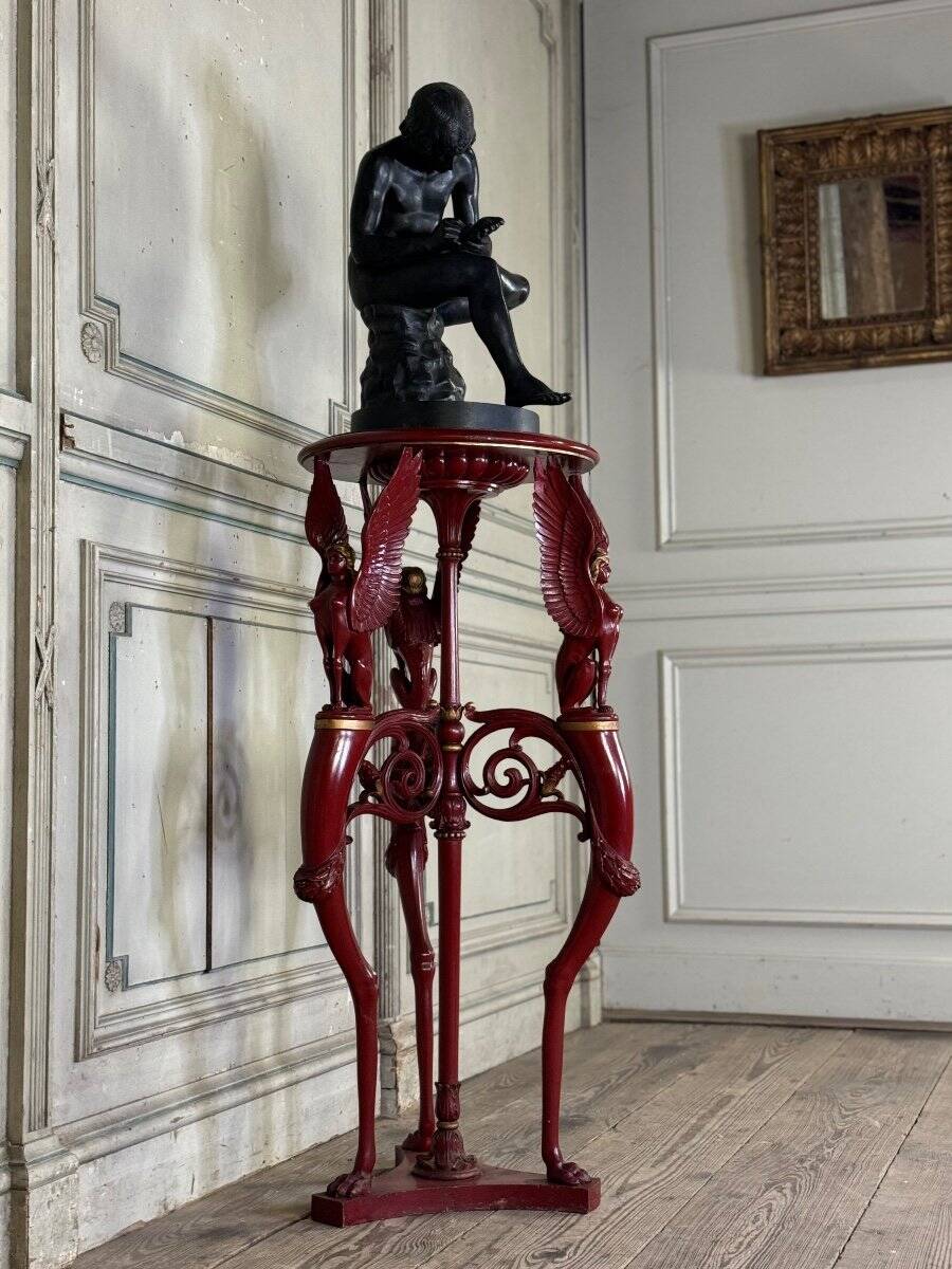 Athenian carved wood, red patina imitation of red marble