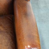 Especially comfortable wingback chair made of sheepskin leather, stunning colors