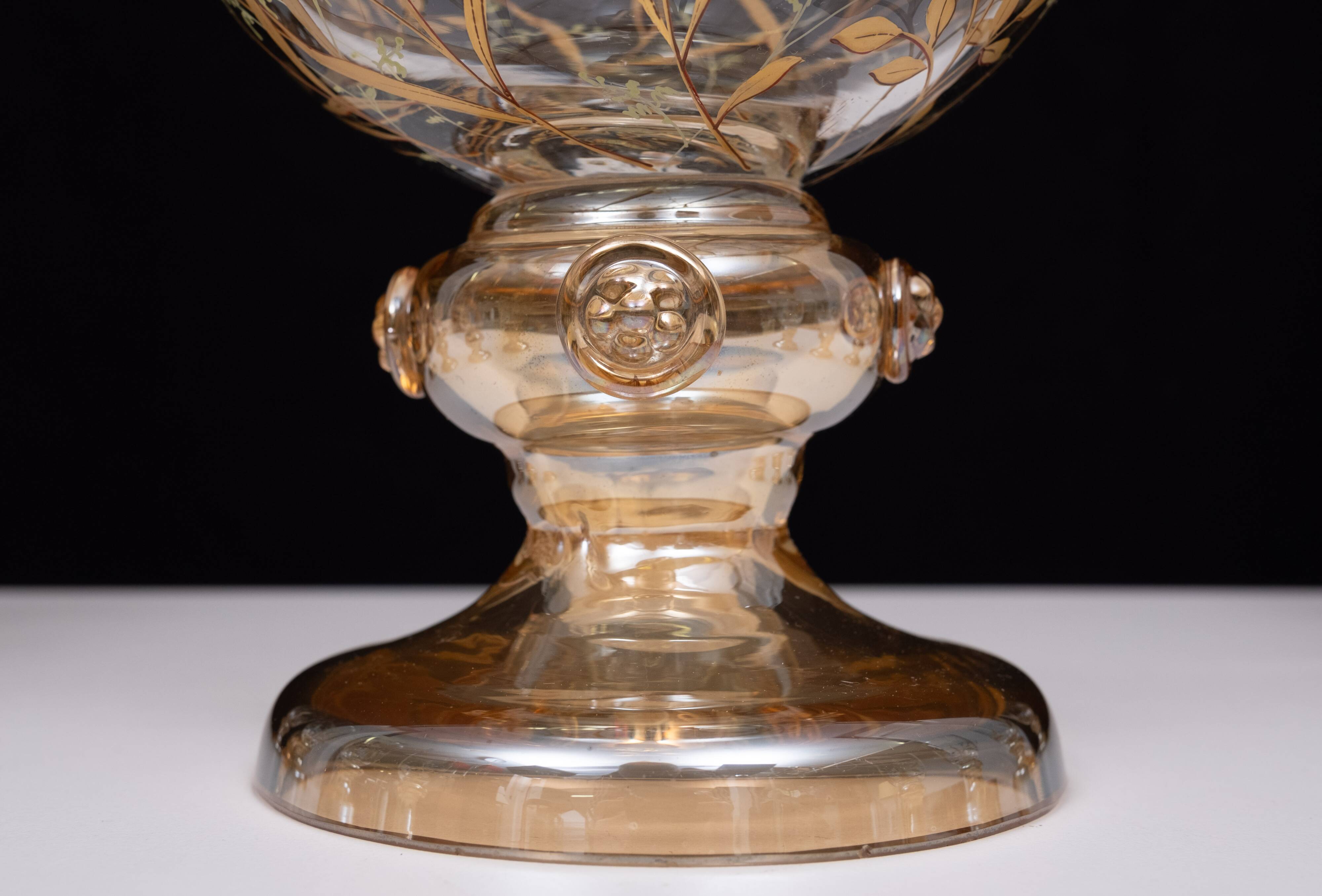 Stunning Antique Enameled Glass serving set for fruit, dessert or punch. 1880