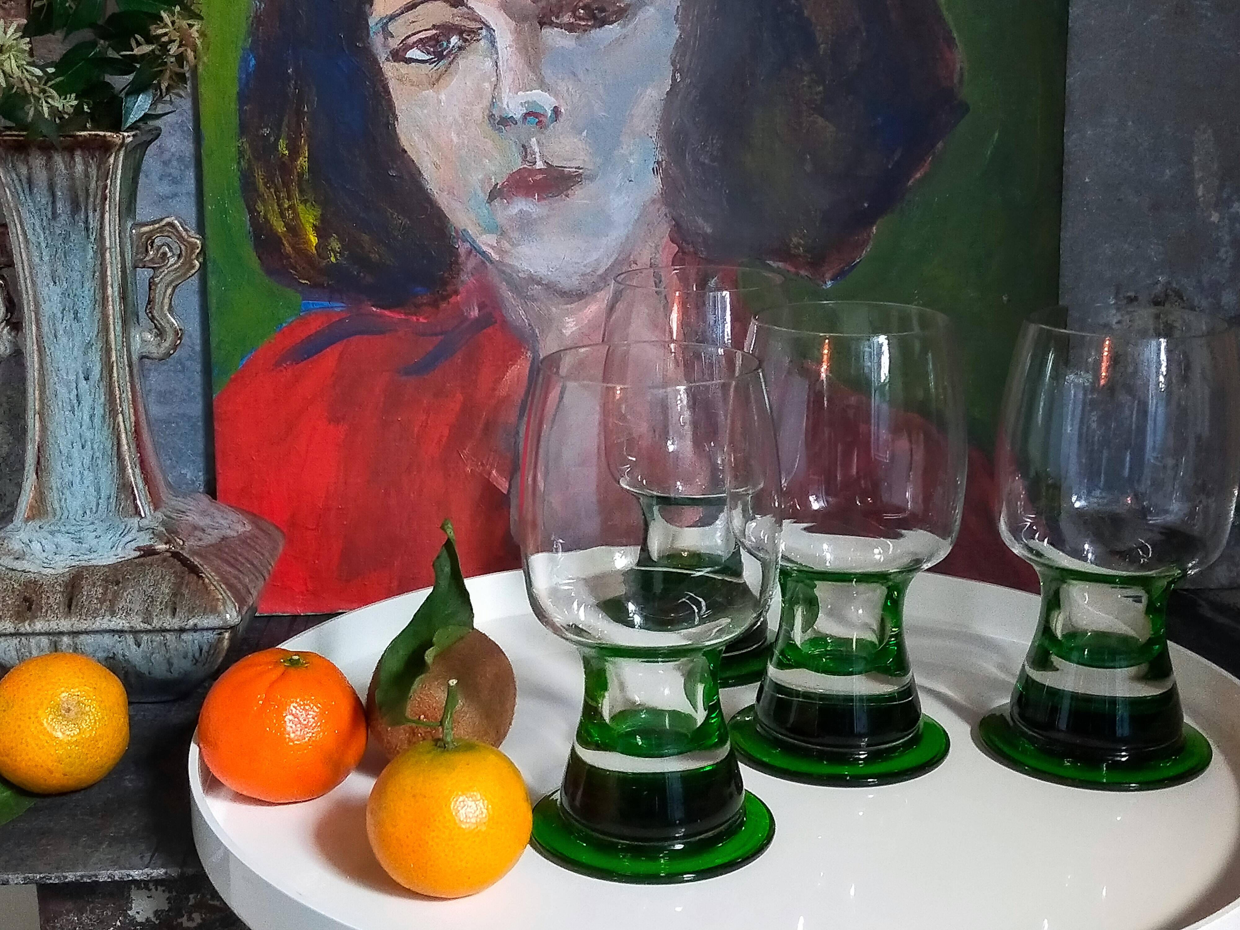 Four vintage XXL crystal glasses