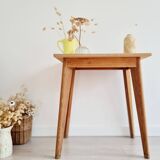 Table - old raw wood boarding school desk with compass legs