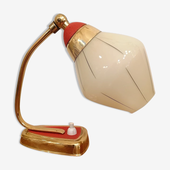 Lampe de chevet en laiton et verre, 1950