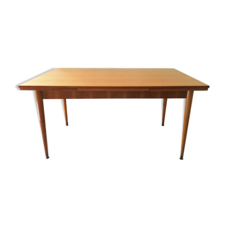 Table vintage en chêne année 50/60 avec 2 rallonges
