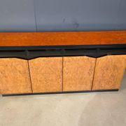 Vintage lacquer and burl wood credenza, 1980s