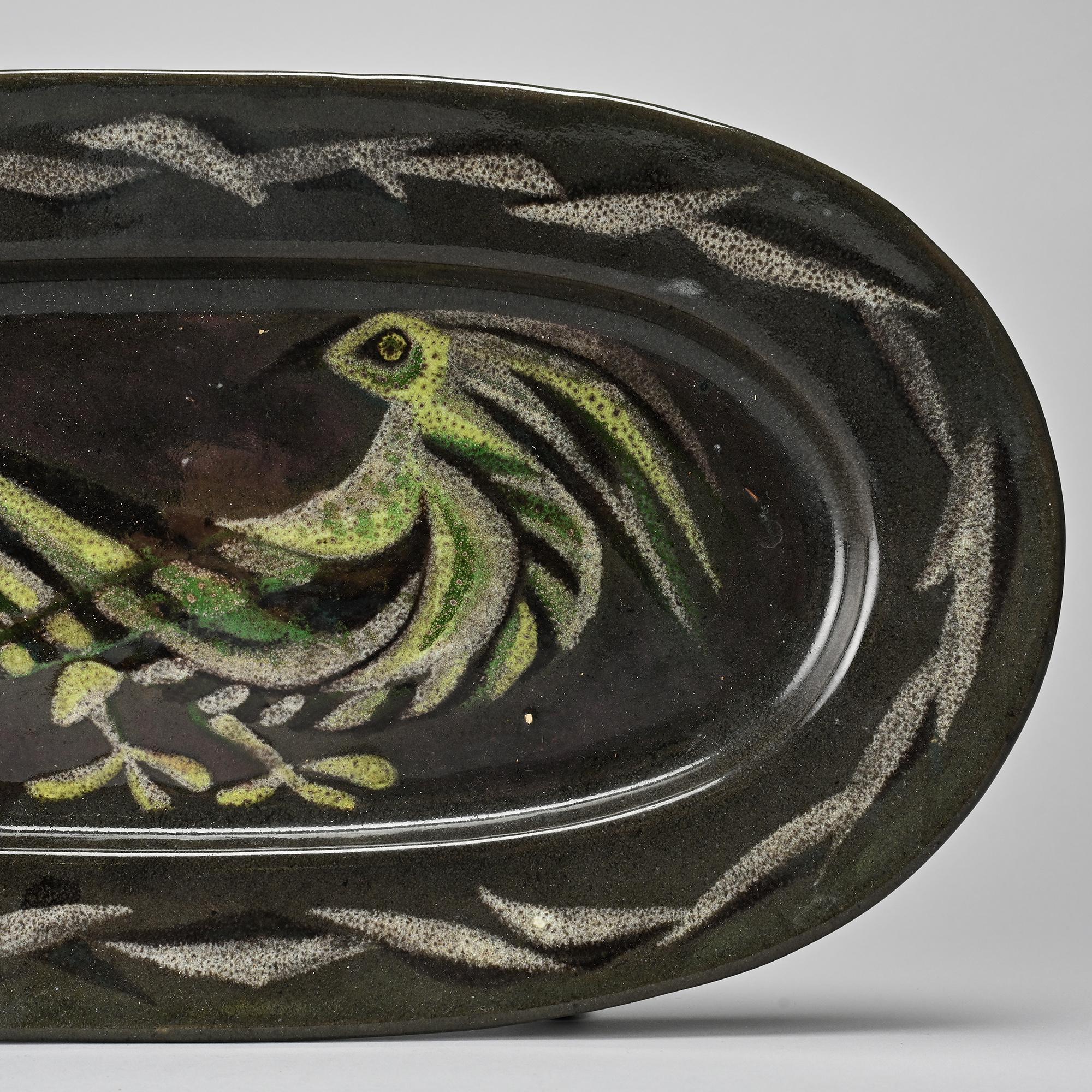 Glazed ceramic plate, Menelika, Switzerland, circa 1950