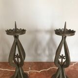 Pair of large brutalist candlesticks