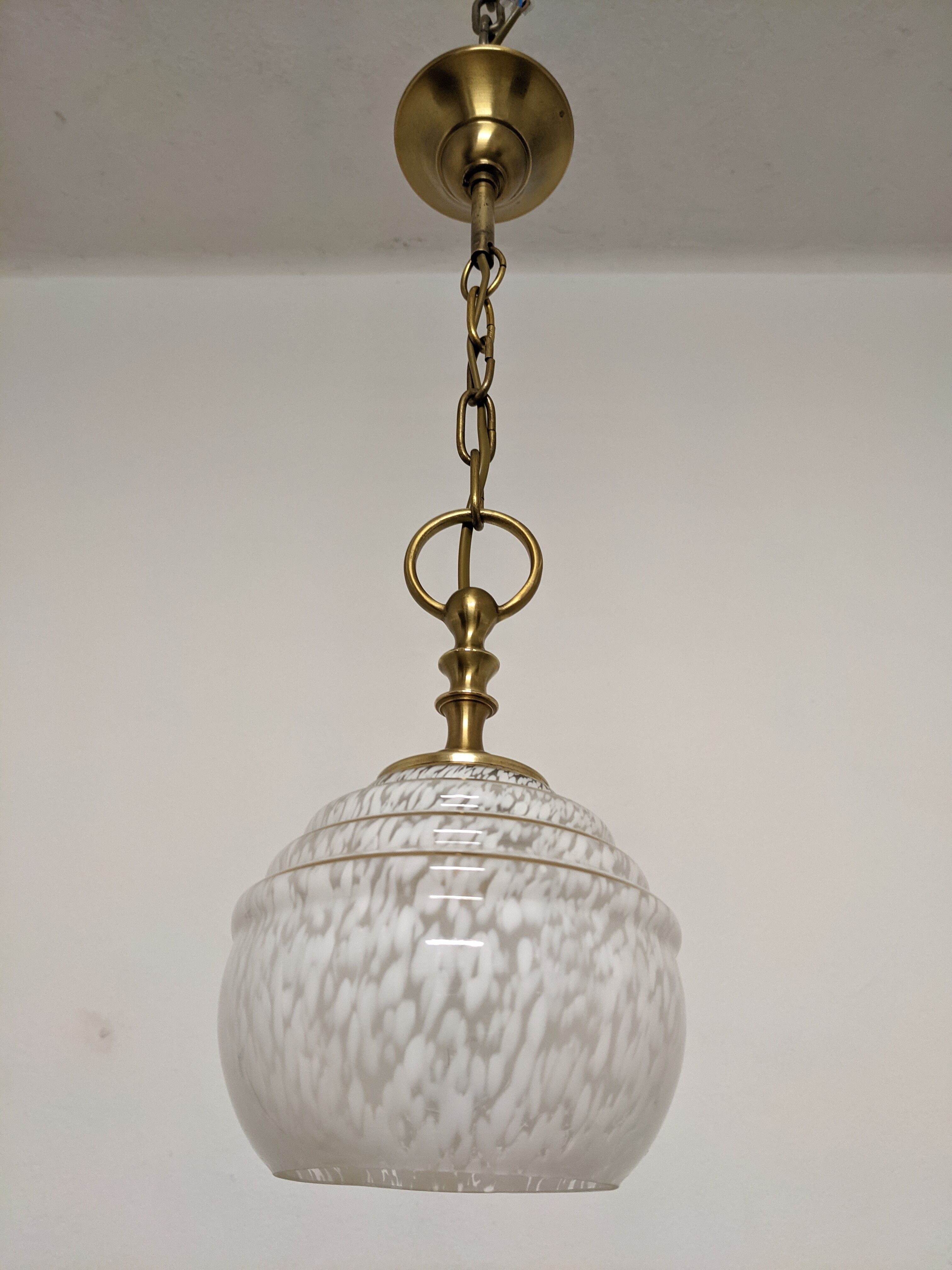 Vintage glass pendant lamp from Clichy