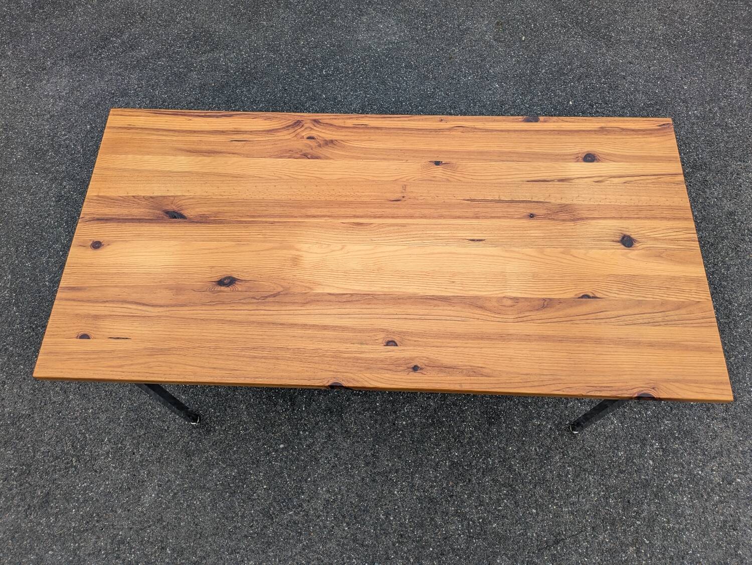 Vintage solid pine & chrome steel desk, 1970s