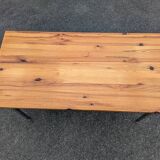 Vintage solid pine & chrome steel desk, 1970s