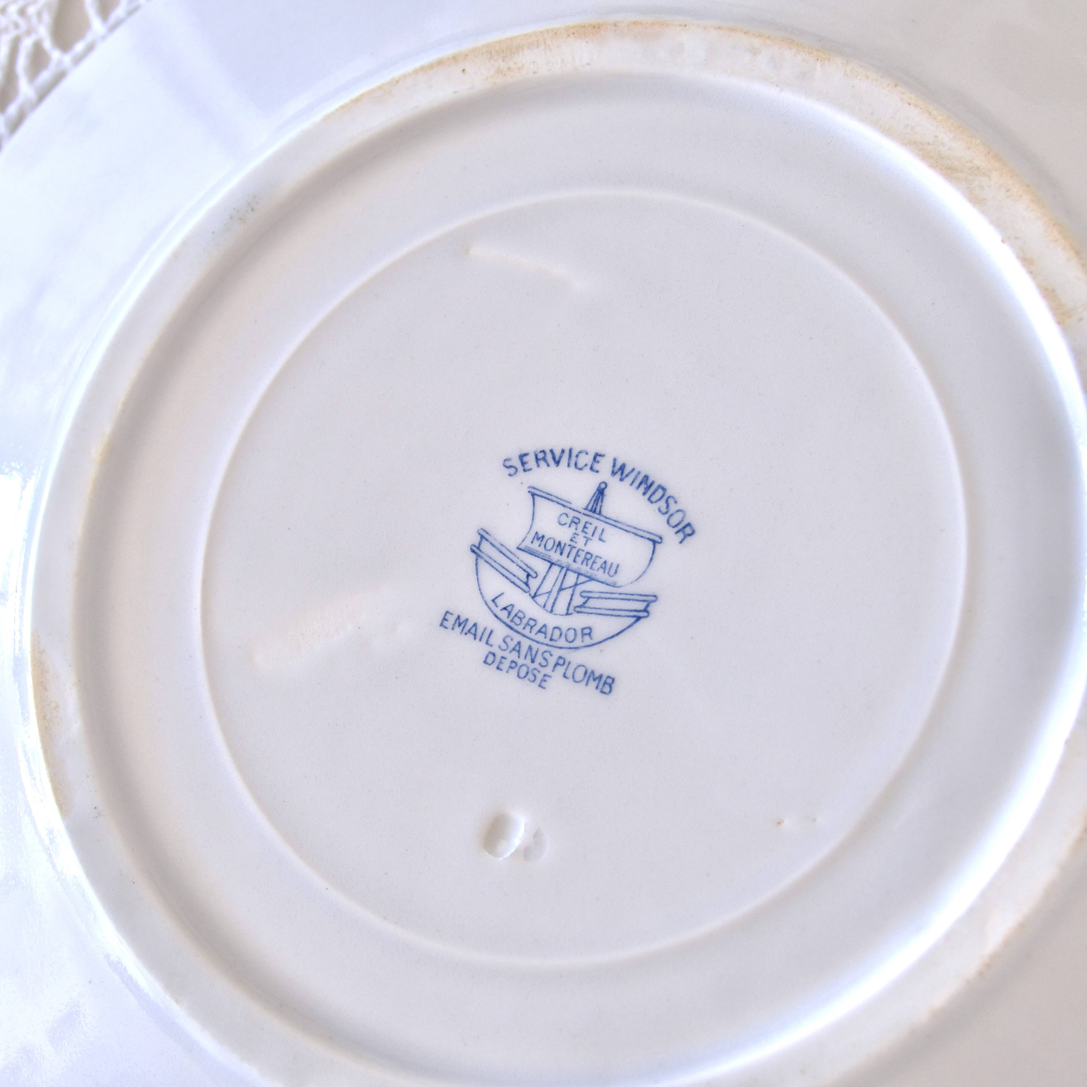 Large 19th century iron earth plates Creil & Montereau "Windsor"