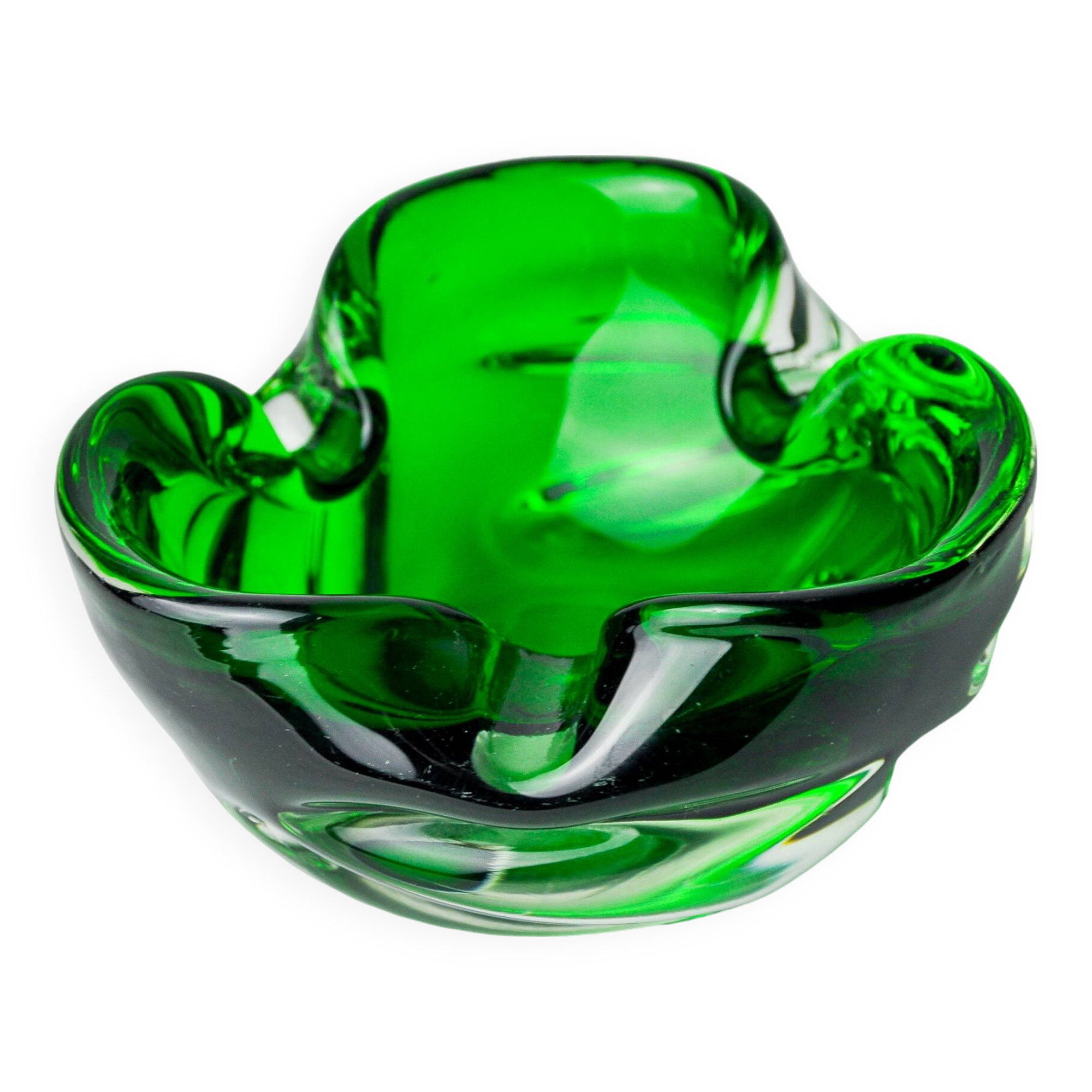 Sommerso green pocket emptier by Flavio Poli for Seguso, Murano glass, Italy, 1970