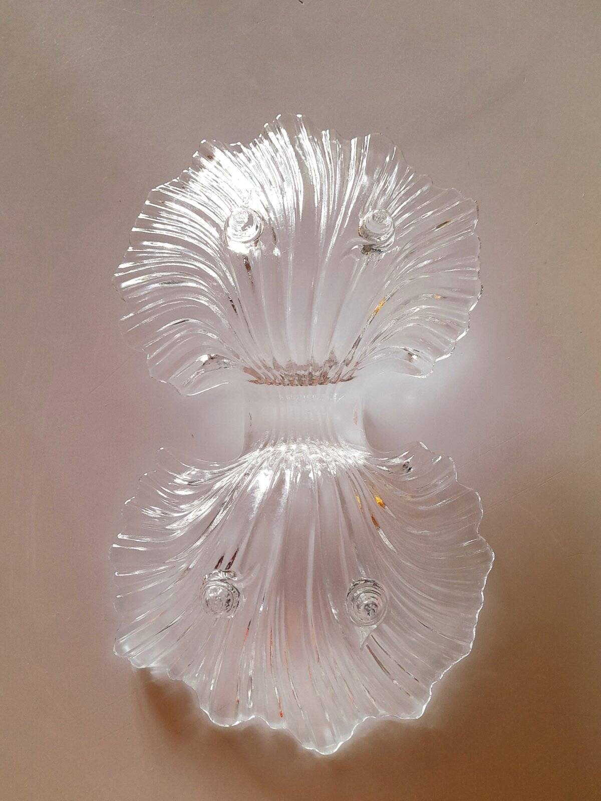 Coupe coquillage en verre transparent 1970