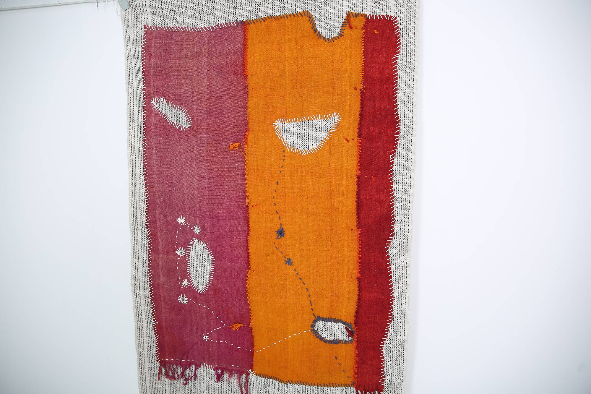 Handwoven Textile Wall Hanging, Vintage Wall Rug, 106x156 Cm