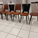 Suite of 6 chairs of Bistrot Baumann mismatched Mondor,Dove,Minuet