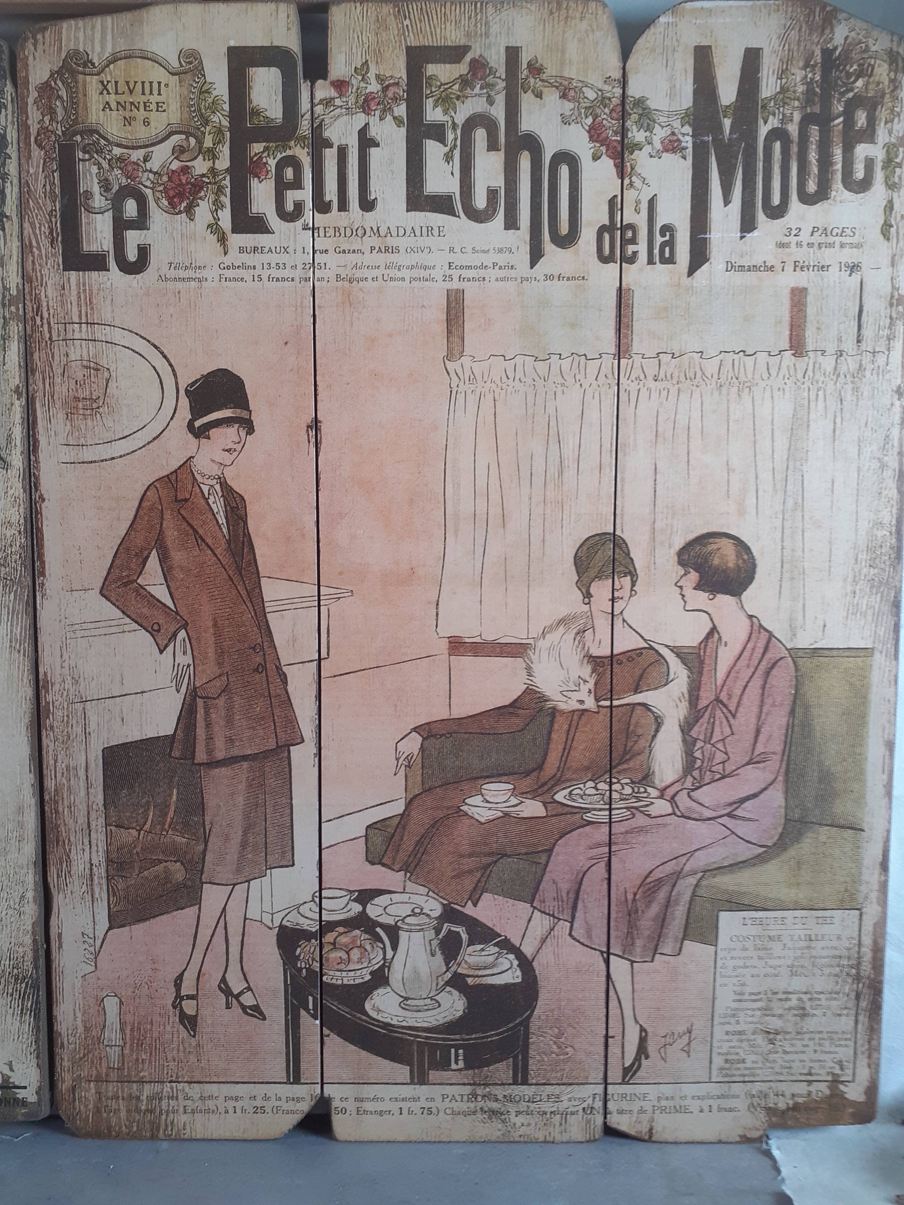 Set of 3 wooden panels le petit echo de la mode old revue