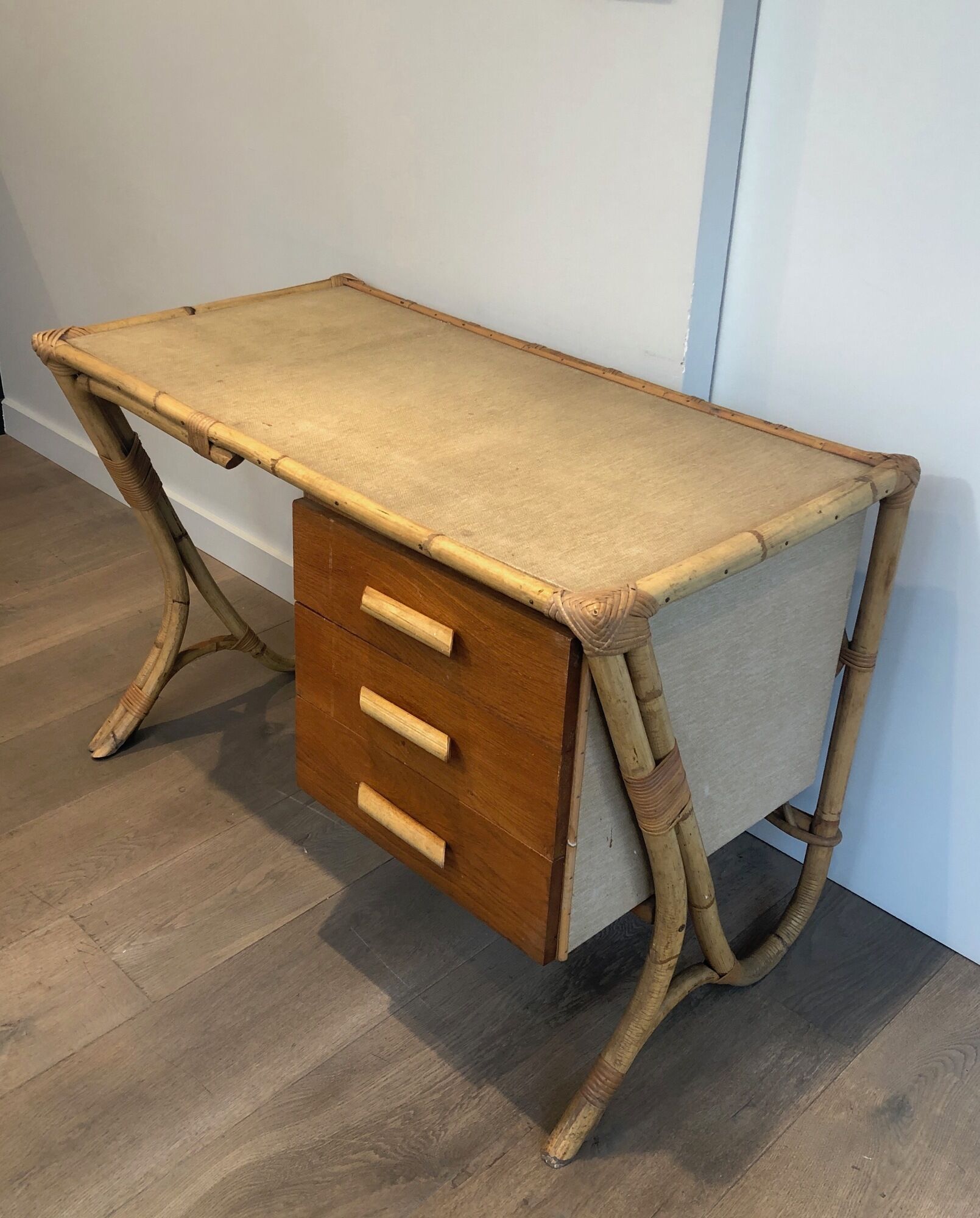 Rattan desk around 1970
