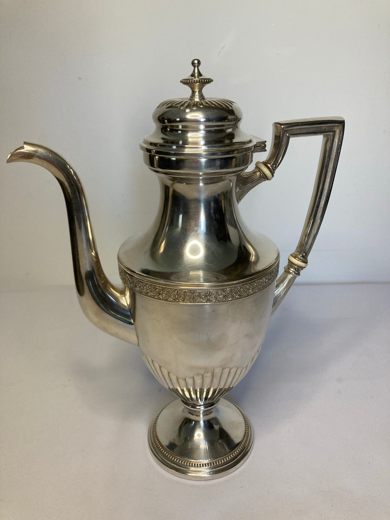 Antique silver-plated metal baluster jug from the early 20th century, VMF