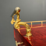 Rare Italian lacquered goatskin / parchment serving bar cart by Aldo Tura, 1960s