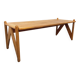 Large vintage brutalist rectangular table made of solid oak wood.