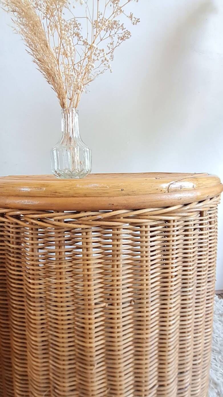 Pair of wicker bedside tables circa the 1970s.