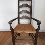 Brutalist armchair in woven straw