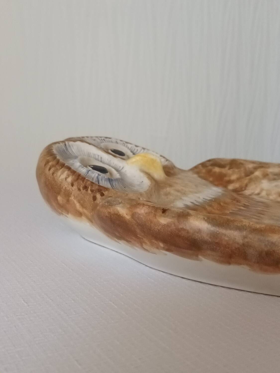 Vintage Vallauris ceramic owl trinket tray