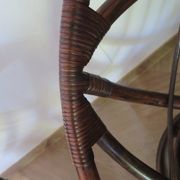 Vintage set of 2 swivel chairs in bamboo and rattan - Papasan shape