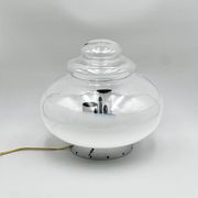 Large space age ufo table lamp in chrome metal, 1960s