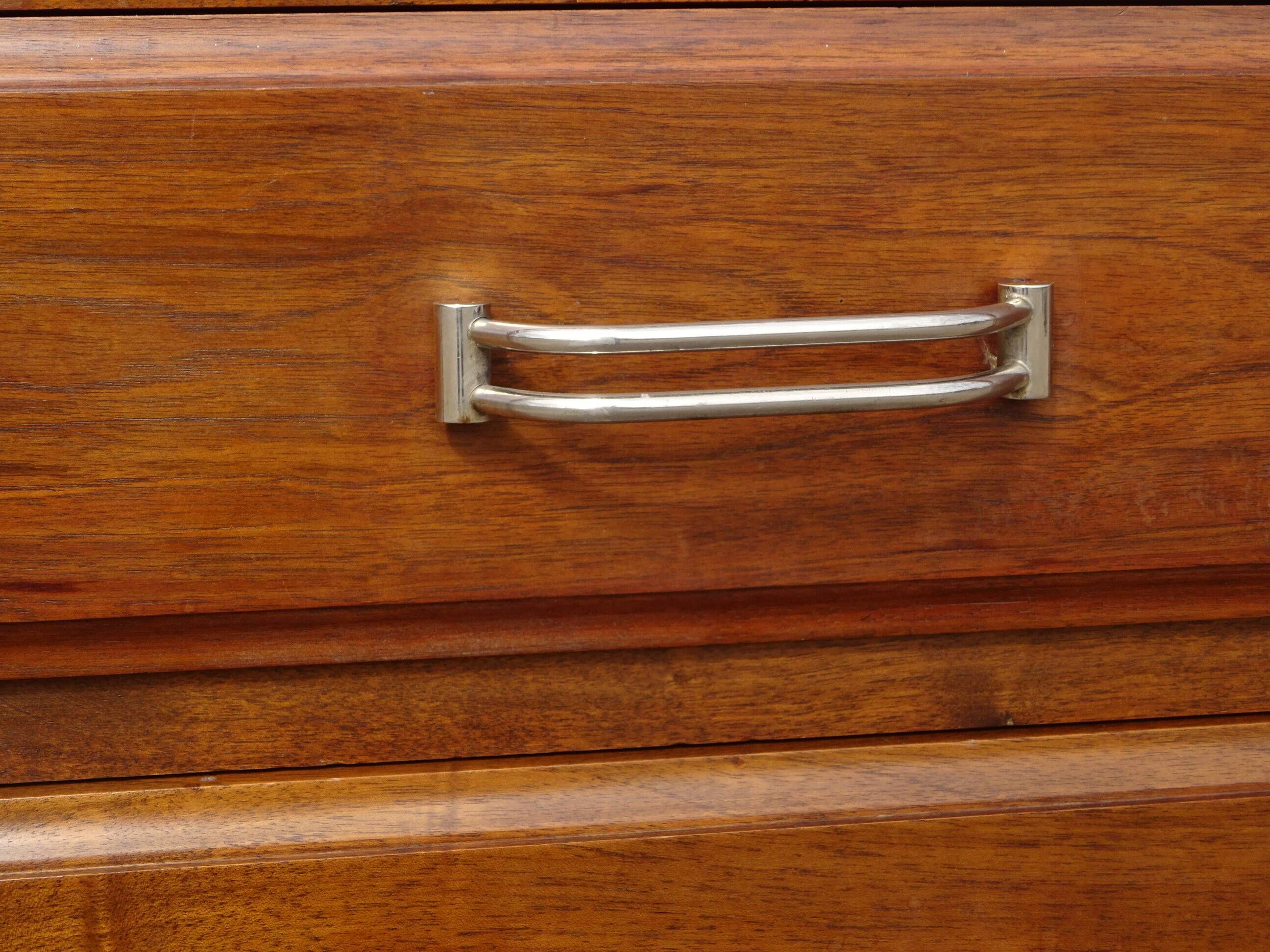Large buffet with 2 bodies in walnut and marble