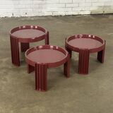 Ensemble de trois tables d'appoint Marema en rouge de Cassina par Gianfranco Frattini