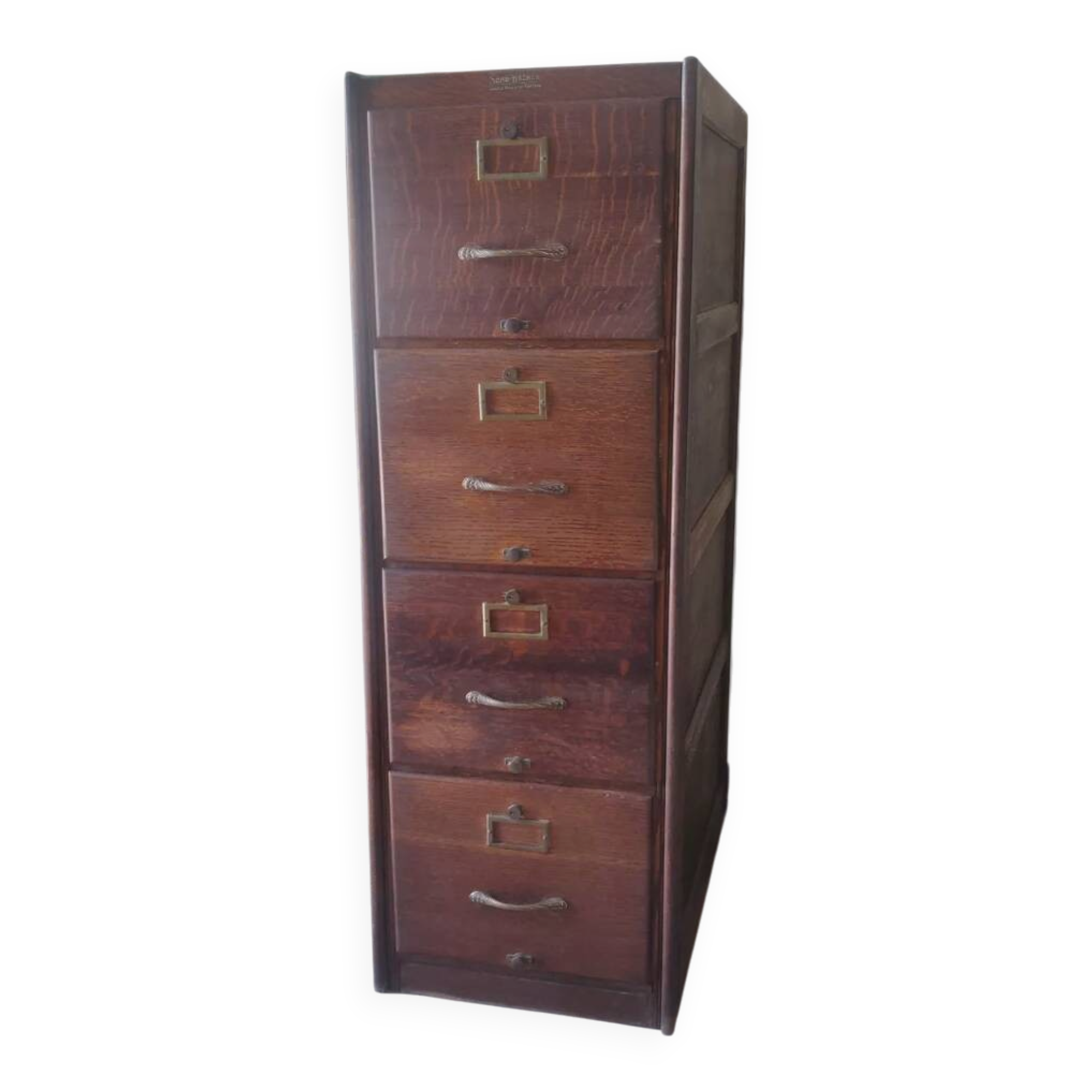 Antique column piece of furniture, oak notary drawer unit.