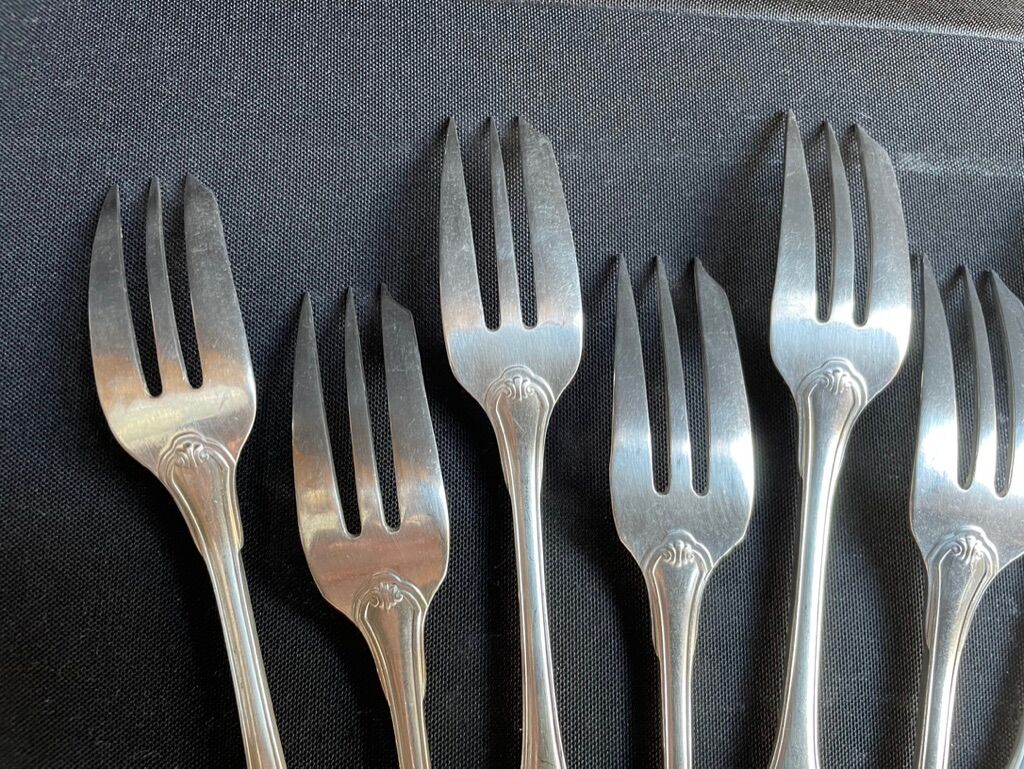 12 Christofle silver metal cake forks model Vendôme/Arcantia before 1983