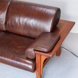 Wood and leather sofa