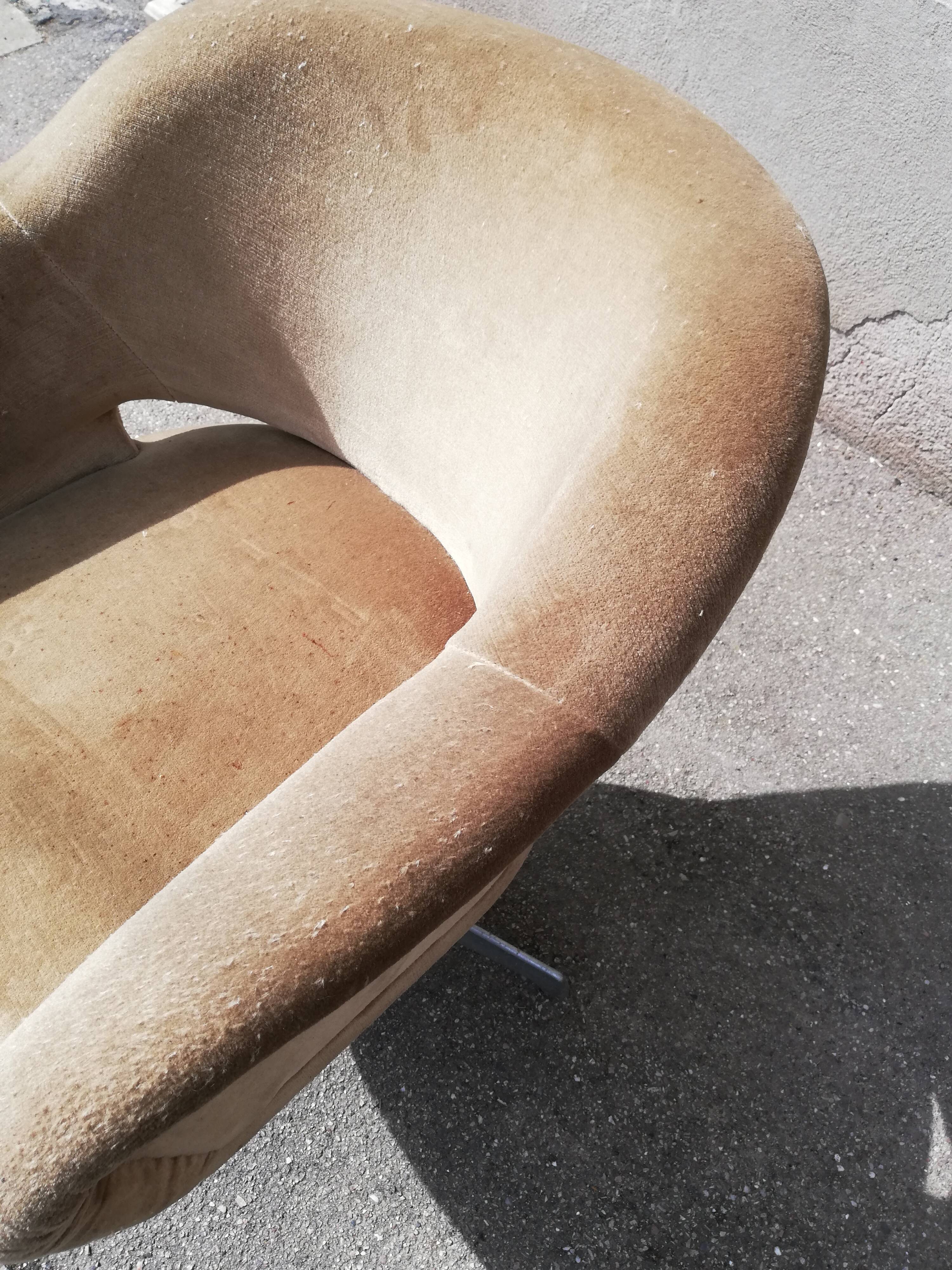 Fauteuil de bureau vintage velours moutarde