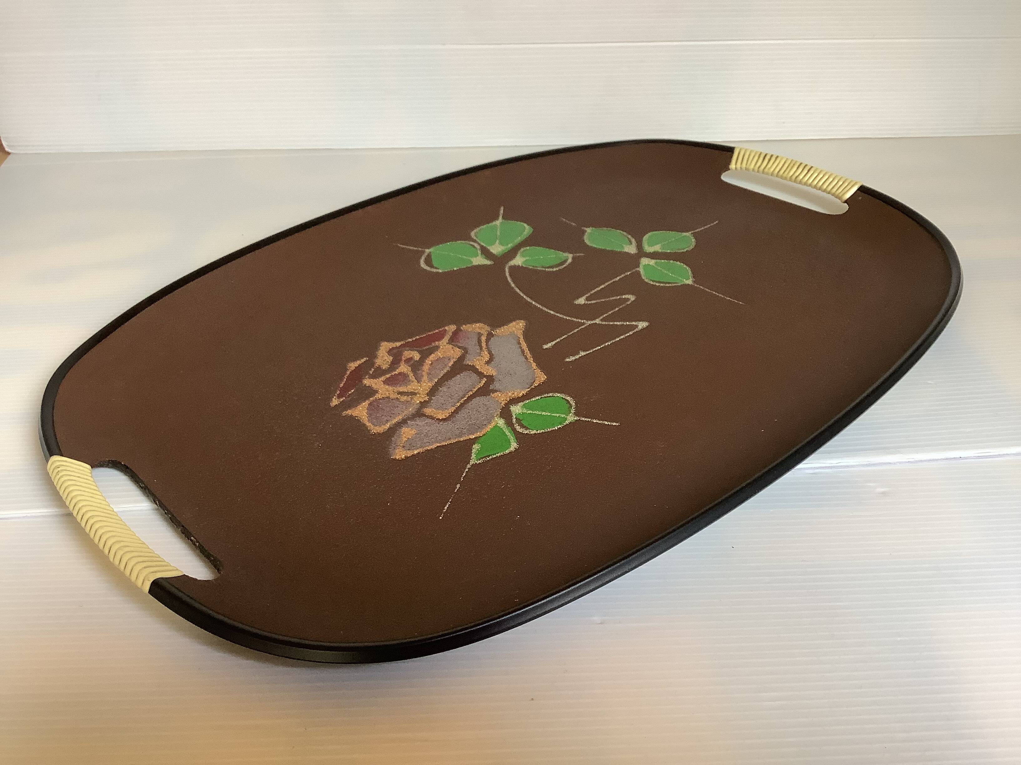Glittery flower tray with handles scoubidou japan