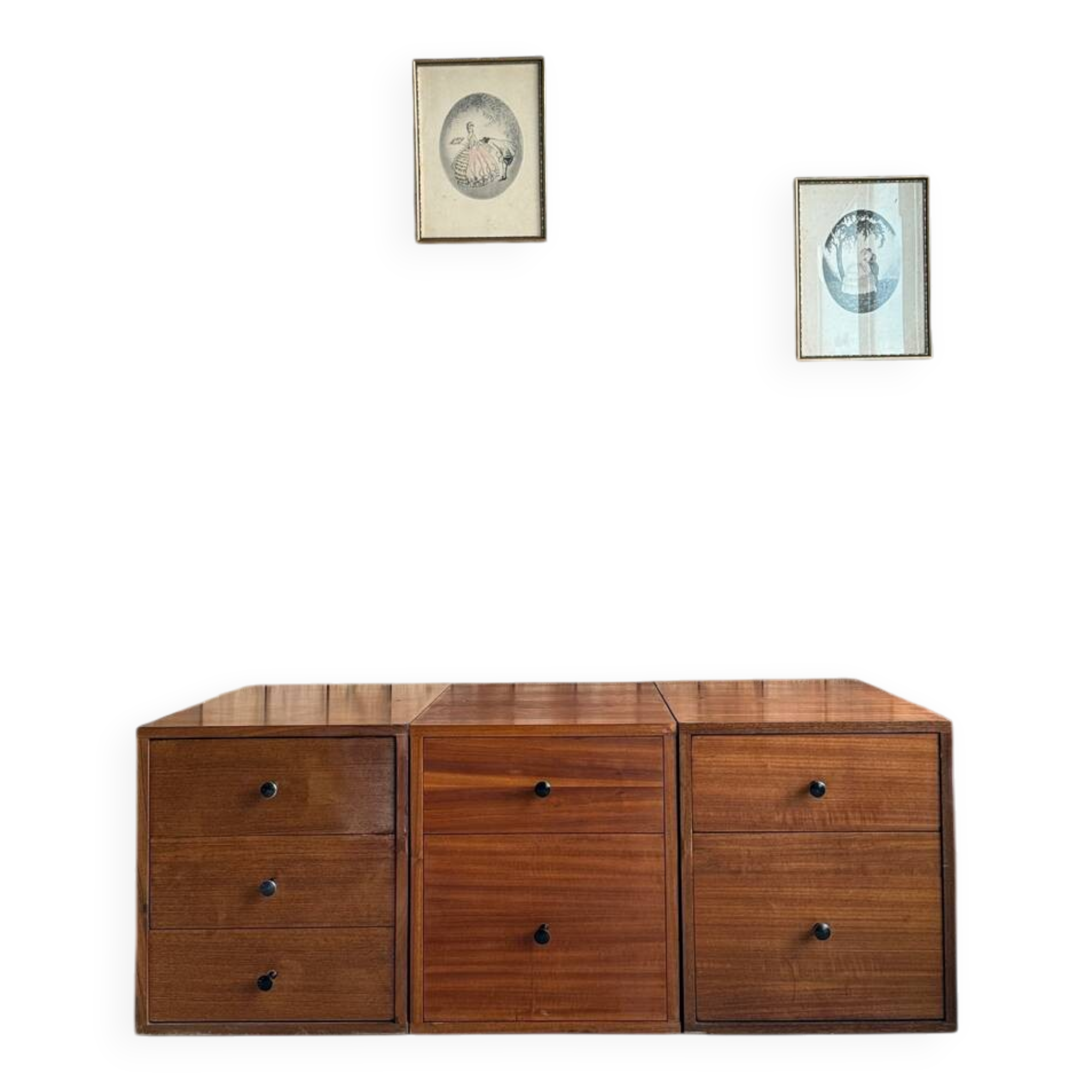 Trio of vintage chests of drawers