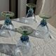 Set of 4 large blue and green glasses H14 D10