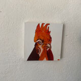 Coq portrait peinture à l’huile
